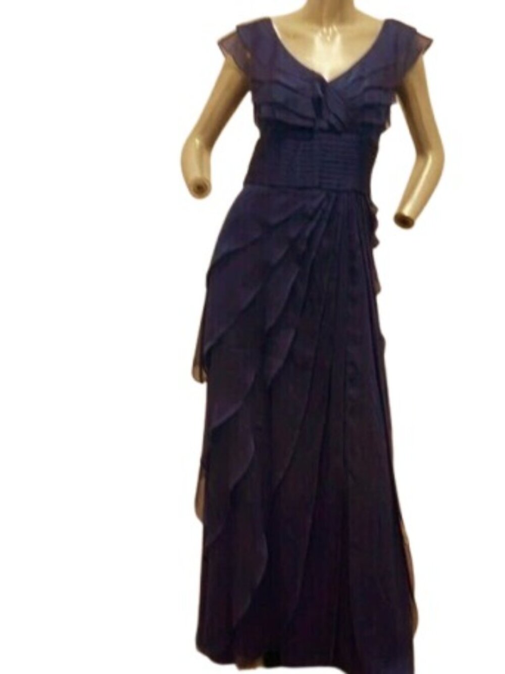Adrianna Papell Womens Formal Occasion Maxi Dress Purple Ruffled Layered 16